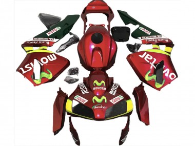 Honda CBR600RR Motorrad Verkleidung 2003-2004 - Rot Gelb Grun MoviStar