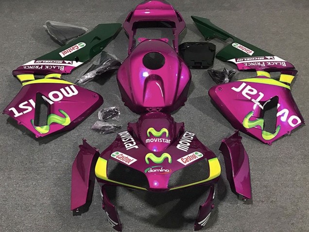 Honda CBR600RR Motorrad Verkleidung 2003-2004 - Rosa Gelb Grun MoviStar