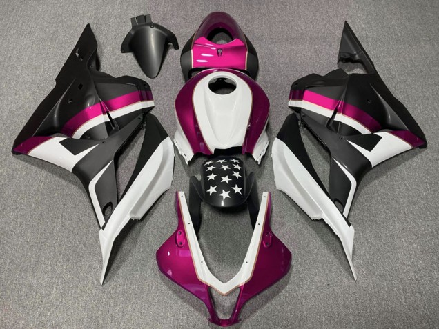 Honda CBR600RR Motorrad Verkleidung 2009-2012 - Weiss Rosa Matt Schwarz Stern