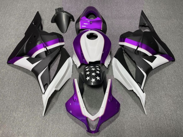 Honda CBR600RR Motorrad Verkleidung 2009-2012 - Weiss Lila Matt Schwarz Stern