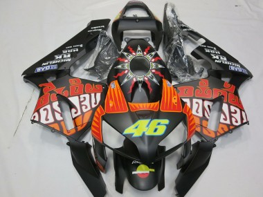 Honda CBR600RR Motorrad Verkleidung 2003-2004 - Matt Schwarz Orange Gelb Rossi 46