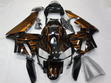 Honda CBR600RR Motorrad Verkleidung 2003-2004 - Glanzendes Schwarz Orange Flamme