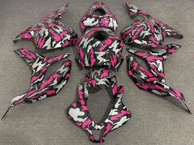 Honda CBR600RR Motorrad Verkleidung 2009-2012 - Rosa Silber Camouflage