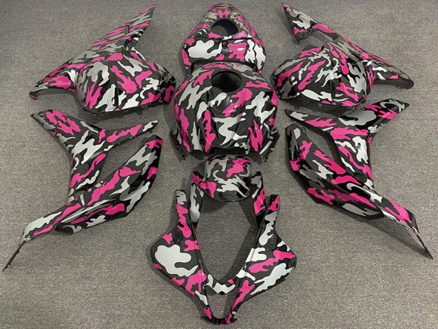 Honda CBR600RR Motorrad Verkleidung 2009-2012 - Rosa Silber Camouflage