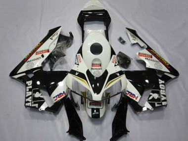 Honda CBR600RR Motorrad Verkleidung 2003-2004 - Weiss Gelb Glanzendes Schwarz HRC Playboy