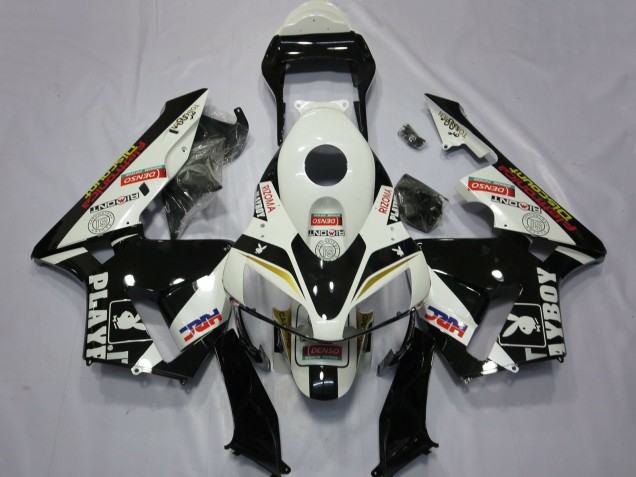 Honda CBR600RR Motorrad Verkleidung 2003-2004 - Weiss Gelb Glanzendes Schwarz HRC Playboy