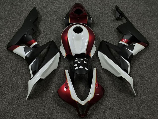 Honda CBR600RR Motorrad Verkleidung 2009-2012 - Weiss Rot Matt Schwarz Stern