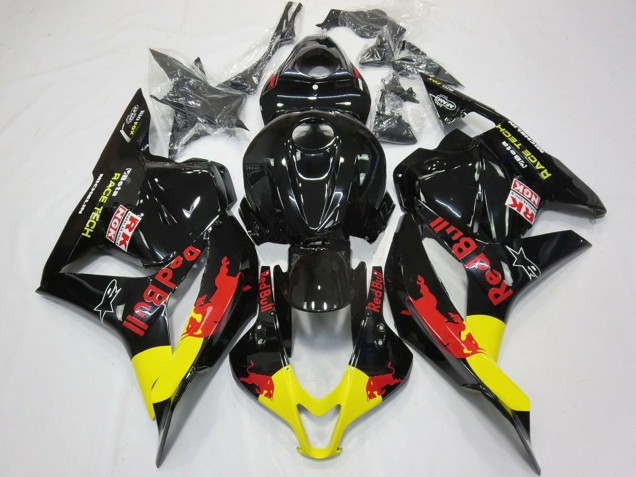 Honda CBR600RR Motorrad Verkleidung 2009-2012 - Glanzendes Schwarz Gelb Red Bull
