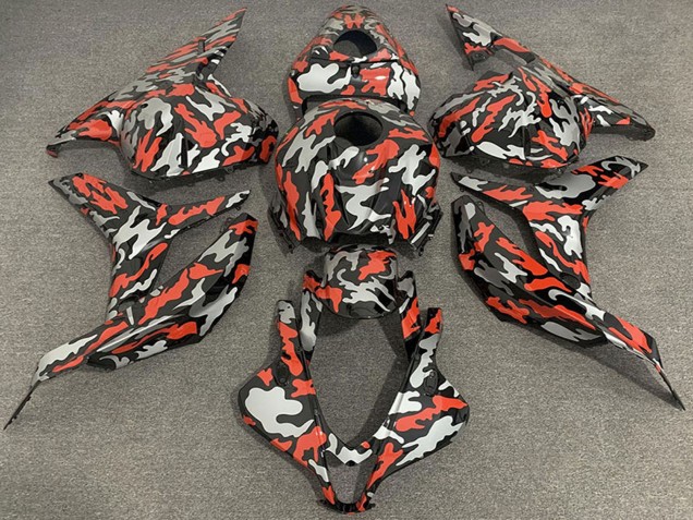 Honda CBR600RR Motorrad Verkleidung 2009-2012 - Rot Grau Camouflage