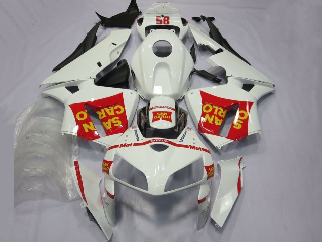 Honda CBR600RR Motorrad Verkleidung 2005-2006 - Weiss Rot Gelb San Carlo 58