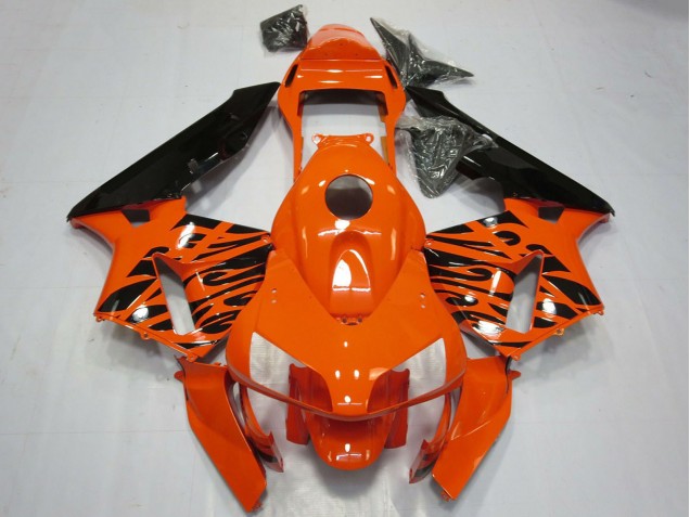 Honda CBR600RR Motorrad Verkleidung 2003-2004 - Orange Glanzendes Schwarz Tribal