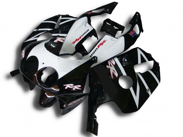 Honda CBR250RR Motorrad Verkleidung 1990-1998 - Glanzendes Schwarz Weiss RR