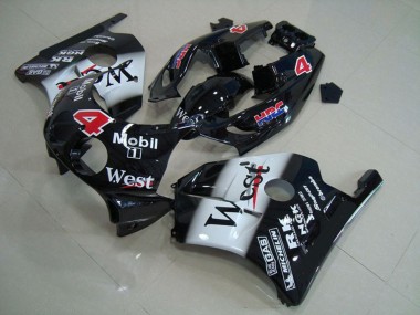 Honda CBR250RR Motorrad Verkleidung 1990-1998 - Glanzendes Schwarz Weiss West Mobil