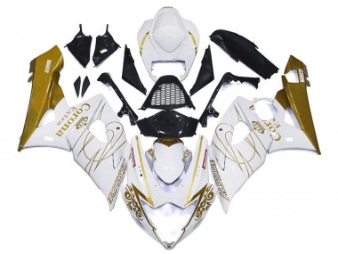 Suzuki GSXR 1000 Motorrad Verkleidung 2005-2006 - Weiss Gold Corona Massgeschneidert