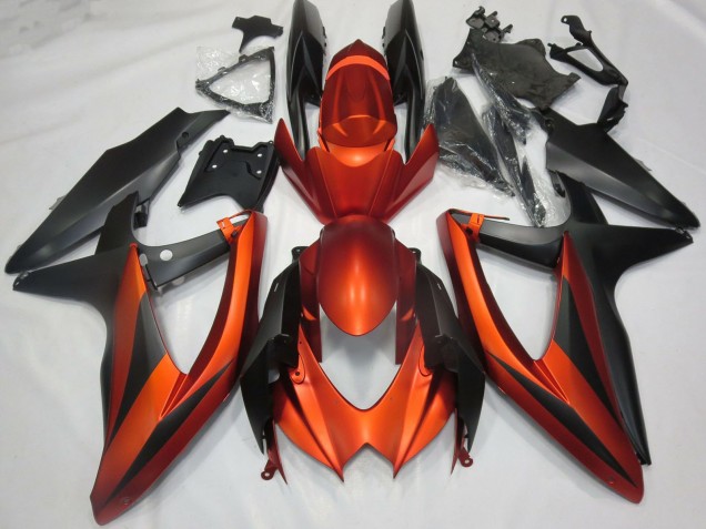 Suzuki GSXR 600 / GSXR 750 Motorrad Verkleidung 2008-2010 - Burnt Orange Matt Schwarz
