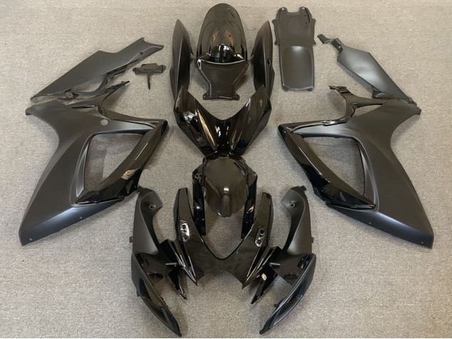 Suzuki GSXR 600 / GSXR 750 Motorrad Verkleidung 2006-2007 - Glanzendes Schwarz Matt Schwarz
