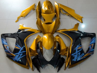 Suzuki GSXR 600 / GSXR 750 Motorrad Verkleidung 2006-2007 - Gold Schwarz Blau
