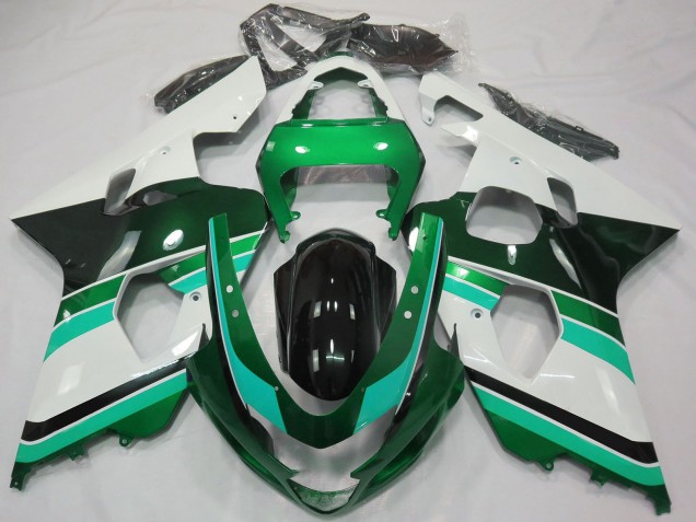Suzuki GSXR 600 / GSXR 750 Motorrad Verkleidung 2004-2005 - Glanzendes Grun Grun Weiss