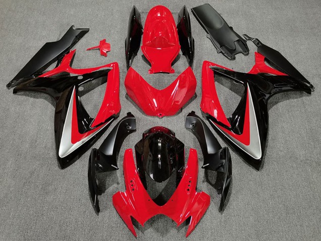 Suzuki GSXR 600 / GSXR 750 Motorrad Verkleidung 2006-2007 - Rot Grau Glanzendes Schwarz OEM Stil