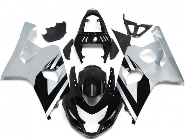 Suzuki GSXR 600 / GSXR 750 Motorrad Verkleidung 2004-2005 - Weiss Glanzendes Schwarz OEM Stil
