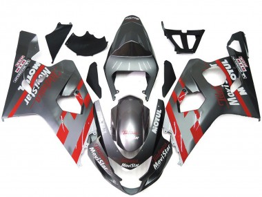 Suzuki GSXR 600 / GSXR 750 Motorrad Verkleidung 2004-2005 - Silber Rot MoviStar