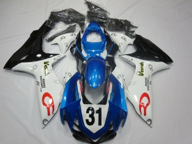 Suzuki GSXR 600 / GSXR 750 Motorrad Verkleidung 2011-2024 - Weiss Blau Glanzendes Schwarz Vesrah 31