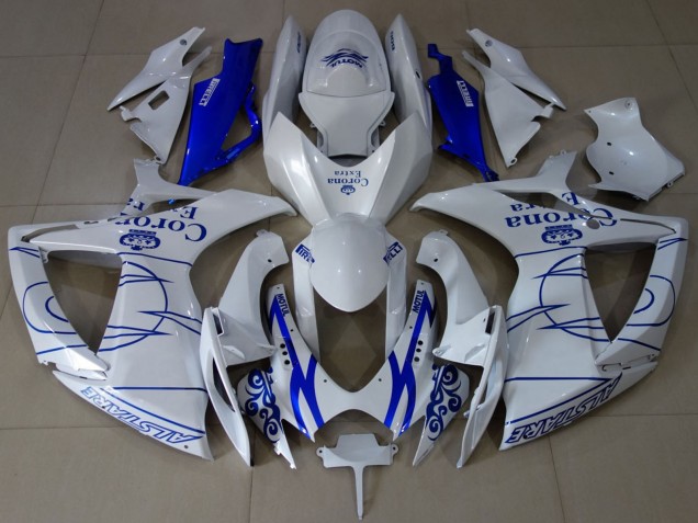 Suzuki GSXR 600 / GSXR 750 Motorrad Verkleidung 2006-2007 - Weiss Blau Corona Alstare