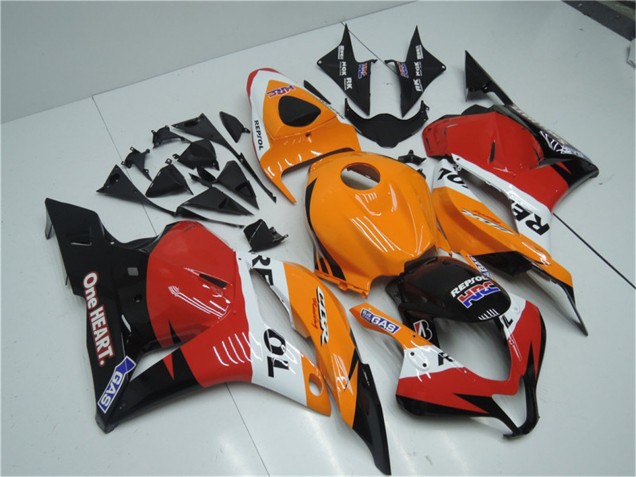 Honda CBR600RR Komplette Abs Verkleidung Kit 2009-2012 - Orange Weiss Rot Glanzendes Schwarz Repsol