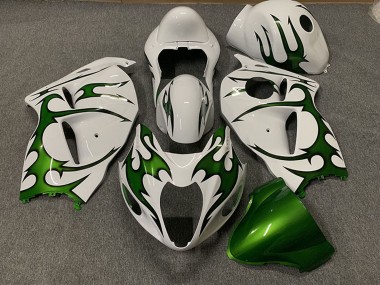 Suzuki GSXR 1300 Motorrad Verkleidung 1996-2007 - Weiss Grun Flamme