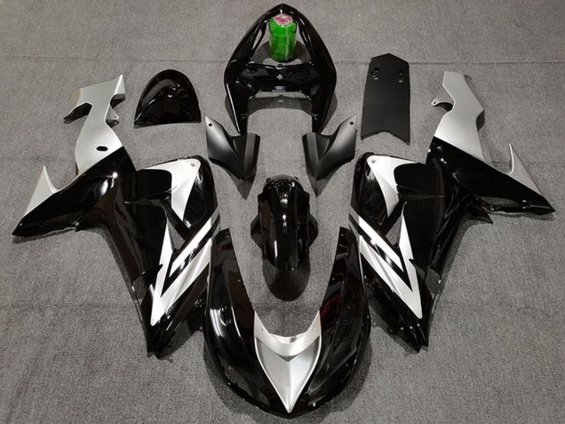 Kawasaki ZX10R Motorrad Verkleidung 2006-2007 - Glanzendes Schwarz Silber