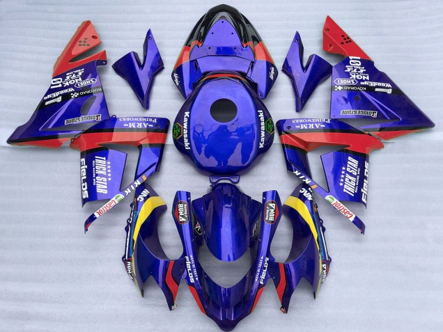 Kawasaki ZX10R Motorrad Verkleidung 2004-2005 - Blau und Rot Trick Star