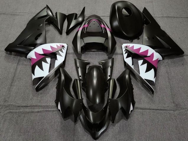 Kawasaki ZX10R Motorrad Verkleidung 2004-2005 - Matt Schwarz und Rosa Hai