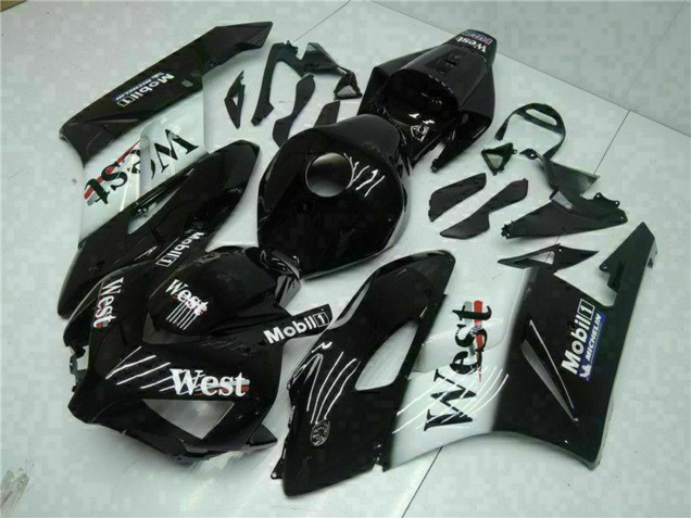 Honda CBR1000RR Motorrad Verkleidung 2004-2005 - Glanzendes Schwarz Weiss West Mobil Michelin