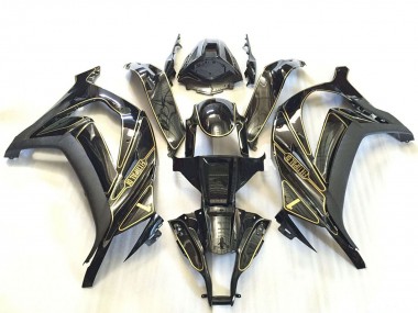 Kawasaki ZX10R Motorrad Verkleidung 2011-2015 - Silber Glanzendes Schwarz Matt Schwarz Gold