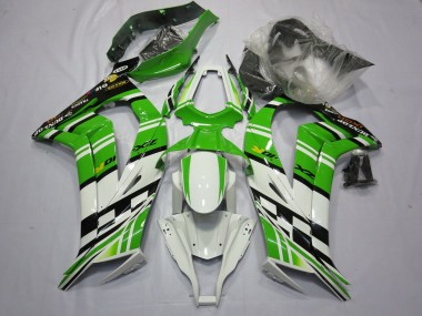Kawasaki ZX10R Motorrad Verkleidung 2011-2015 - Weiss Grun Gelb Schwarz Maxxis Dunlop