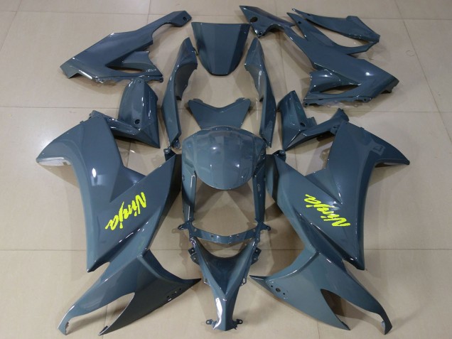 Kawasaki ZX10R Motorrad Verkleidung 2008-2010 - Dunkel Nardo Grau Hohe Sichtbarkeit Gelb