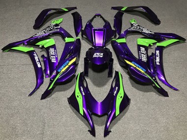 Kawasaki ZX10R Motorrad Verkleidung 2016-2020 - Lila Grun Weiss Trick Star EVA Rennen