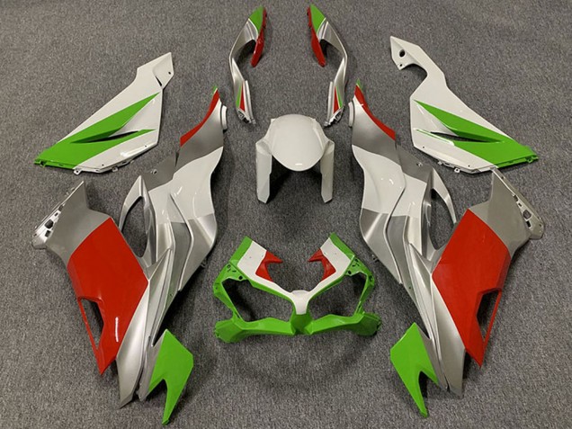 Kawasaki ZX6R Motorrad Verkleidung 2019-2022 - Weiss Silber Grun Rot