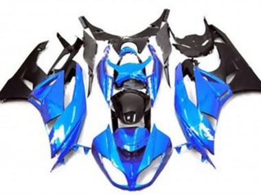 Kawasaki ZX6R Motorrad Verkleidung 2009-2012 - Blau Glanzendes Schwarz Matt Schwarz