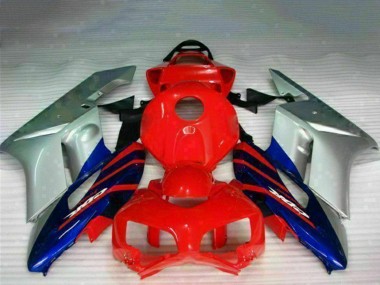 Honda CBR1000RR Motorrad Verkleidung 2004-2005 - Silber Rot Blau Schwarz Streifen