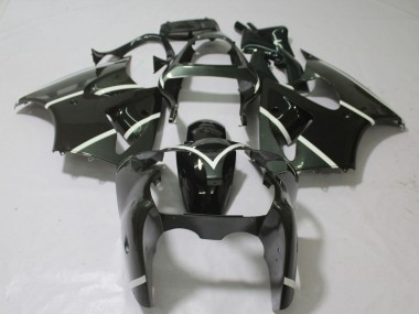 Kawasaki ZX6R Motorrad Verkleidung 2000-2002 - Glanzendes Schwarz Weiss