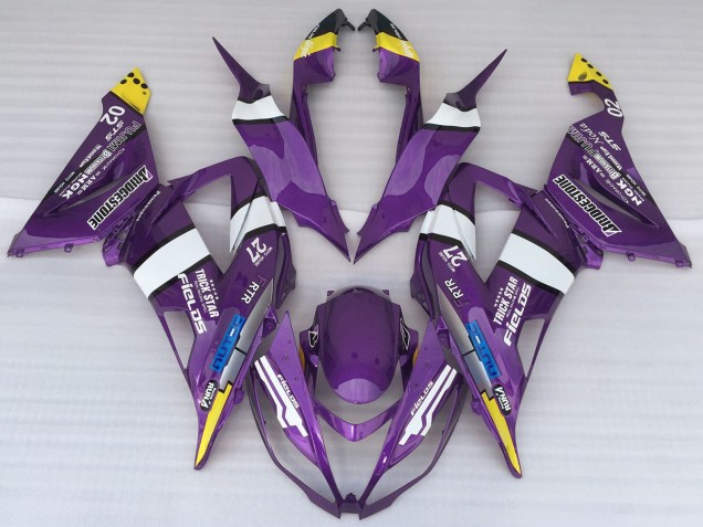 Kawasaki ZX6R Motorrad Verkleidung 2013-2018 - Lila Gelb Weiss Blau