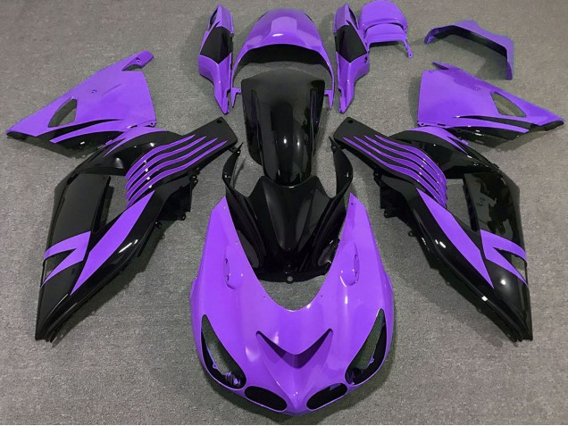 Kawasaki ZX14R Motorrad Verkleidung 2006-2011 - Lila Glanzendes Schwarz