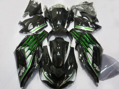 Kawasaki ZX14R ZZR1400 Motorrad Verkleidung 2012-2024 - Glanzendes Schwarz Grun
