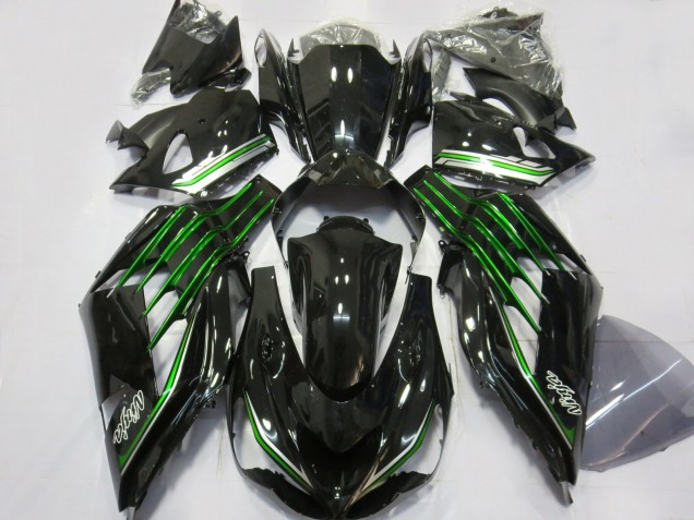 Kawasaki ZX14R ZZR1400 Motorrad Verkleidung 2012-2024 - Glanzendes Schwarz Grun