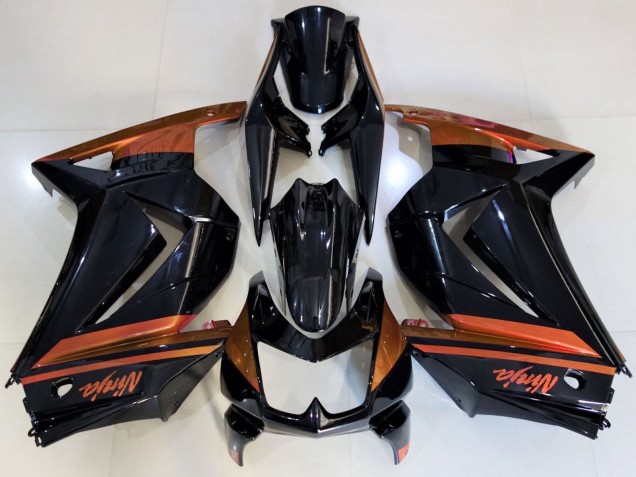 Kawasaki Ninja 250 Motorrad Verkleidung 2008-2012 - Glanzendes Schwarz Orange
