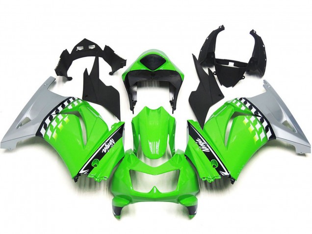 Kawasaki Ninja 250 Motorrad Verkleidung 2008-2012 - Grun Silber Schwarz