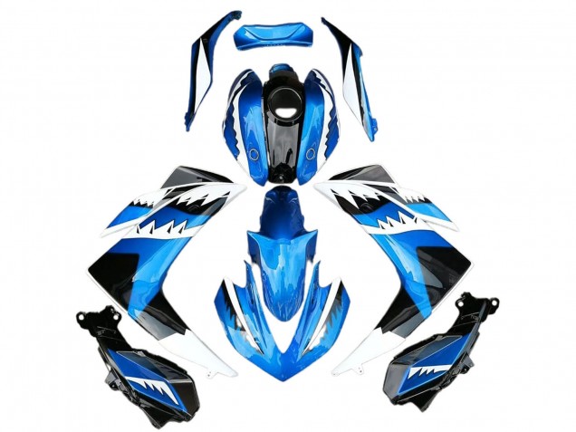 Yamaha R3 Motorrad Verkleidung 2015-2018 - Blau Weiss Schwarz Hai