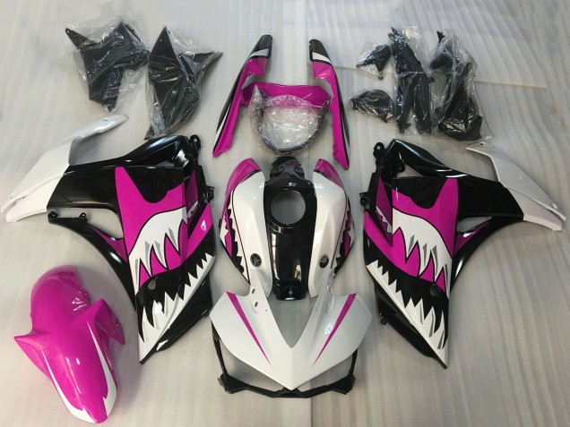 Yamaha R3 Motorrad Verkleidung 2015-2018 - Weiss Rosa Glanzendes Schwarz Hai