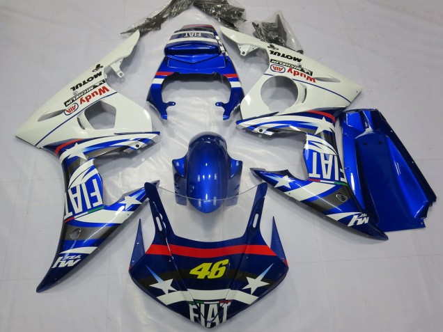 Yamaha R6 Motorrad Verkleidung 2003-2004 - Weiss Blau Fiat Michelin Motul 46